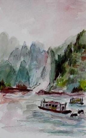 Yangtze River, China  (Mini Painting)