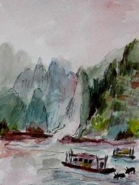 Yangtze River, China  (Mini Painting)