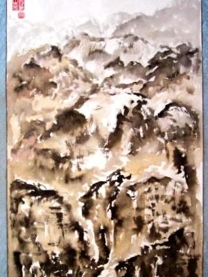 Mountains in Clouds (63"X27")-SOLD